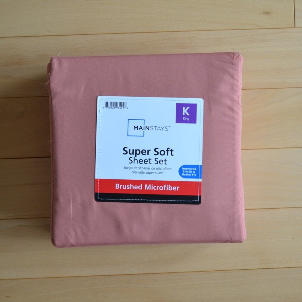 Main Stays King Size Super Soft Sheet Set Brushed Microfiber Salmon